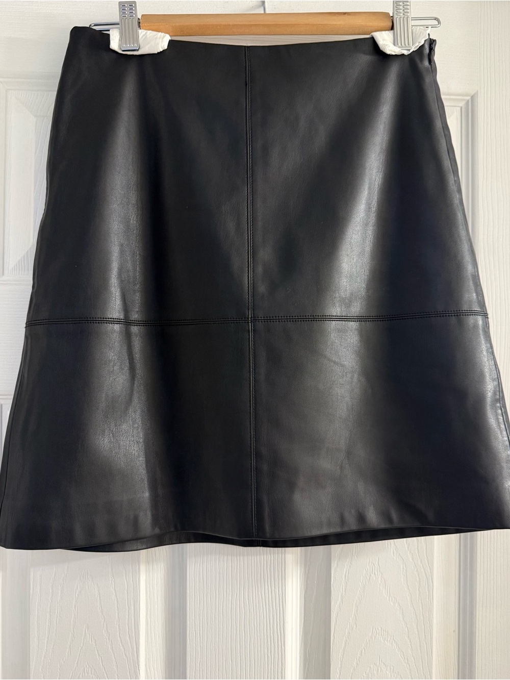 Black Faux Leather A-Line Skirt